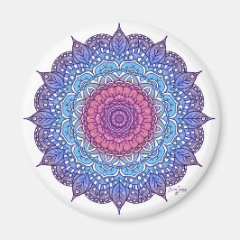 Lila Flower Löv Mandala Magnet