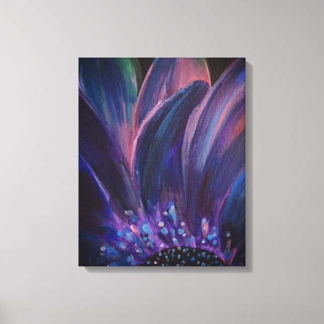 Lila Flower Löv Painting Wall Art Canvastryck (Framsida)