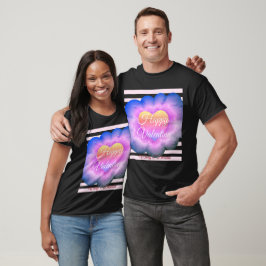 Lila Flower Lycklig Valentine T-Shirt
