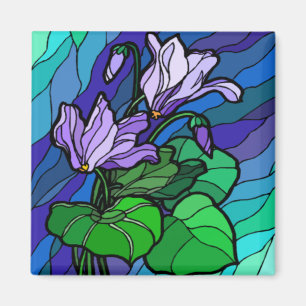 Lila Flower Magnet, stapelglas Magnet