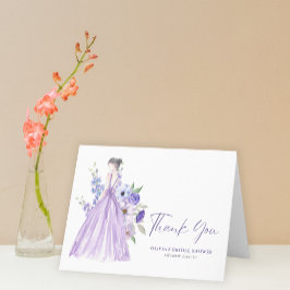 Lila Flower Möhippa Tack Fold Card Inbjudan