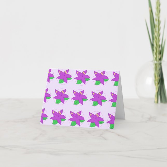 Lila Flower Notecard Kort (Framsida)