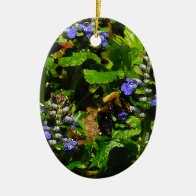 Lila Flower och Humla Julgransprydnad Keramik (Framsidan)