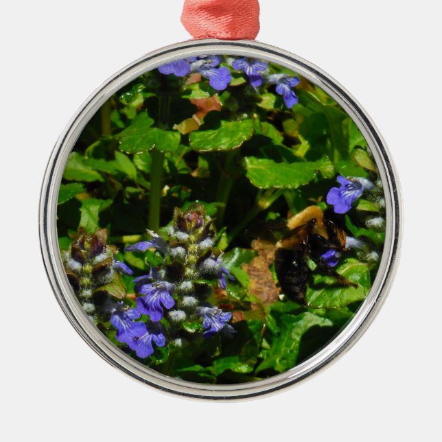 Lila Flower och Humla Julgransprydnad Metall (Framsidan)