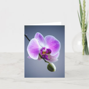 Lila Flower, ORCHID och Bud on Stem Note Card Kort