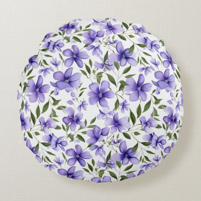 Lila Flower Passion Rund Kudde (Framsidan)
