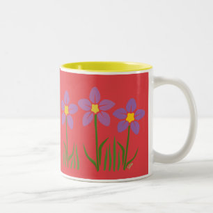 Lila Flower Patch Två-Tonad Mugg