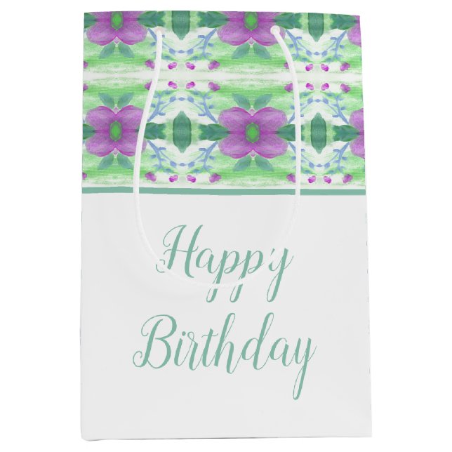 Lila Flower Patterned Gift Bag (Framsidan)