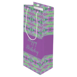 Lila Flower Patterned Vin Stil Gift Bag