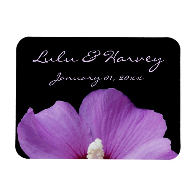 Lila Flower Personal Bröllop Magnet (Horisontell)