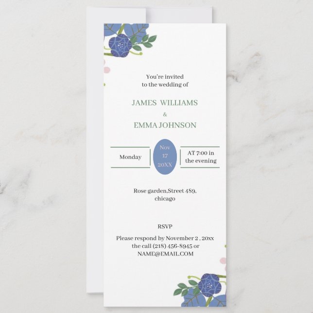 Lila Flower Personlig Bröllop Inbjudningar (Framsida)