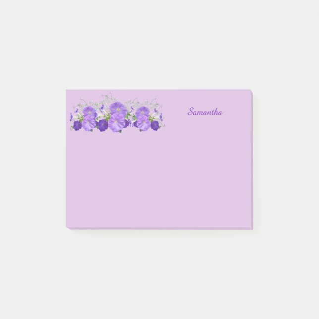 Lila Flower Personlig Post it Notes 4x3 Post-it Block (Framsida)