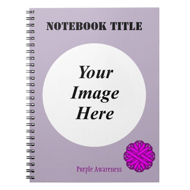 Lila Flower Ribbon Template av Kenneth Yoncich Anteckningsbok (Framsidan)