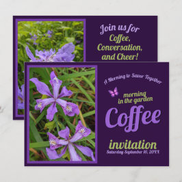 Lila Flower Sip Celebrate Coffee Morgon Garden Inbjudningar