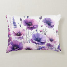 Lila Flower Söt Blommigt accent Pillow