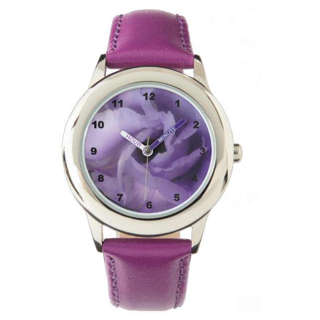 Lila Flower Stainless Steel Lila Wrist Watch Armbandsur (Framsida)