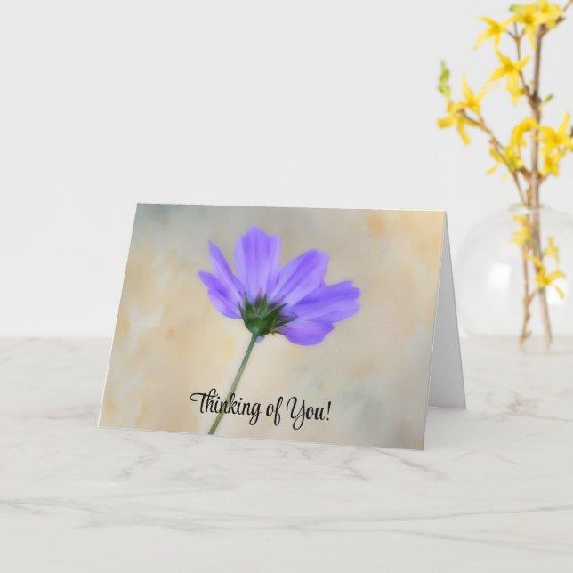 Lila Flower Thinking Card Kort (Gul blomma)