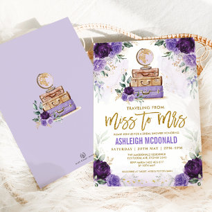 Lila Flower Travel Möhippa Miss till Mrs. Inbjudningar