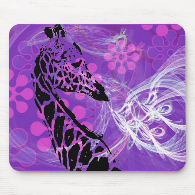 Lila Flowered Giraffe ~ Mousepad Musmatta (Framsidan)