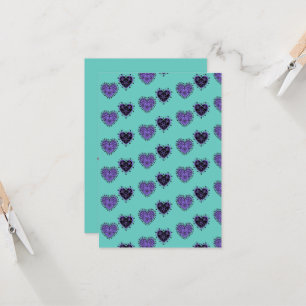 Lila Flowered Hearards Kort