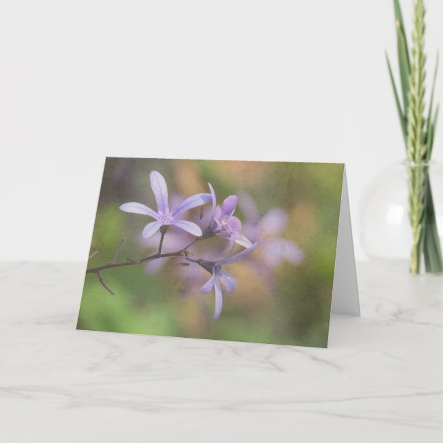 Lila Flowery Gren Notecard Kort (Framsida)