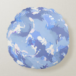 Lila flytande abstrakt mönster och vit  rund kudde