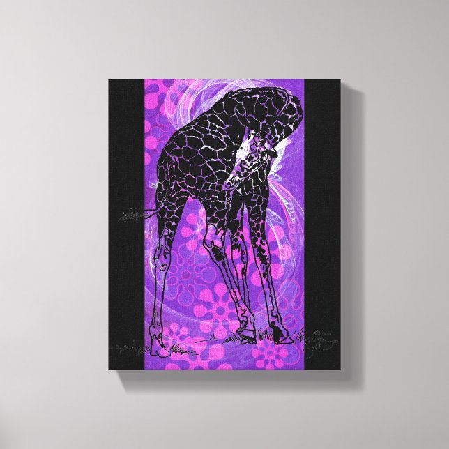 Lila Flyttad Giraffe III ~ Wrapped Canvas (Framsida)