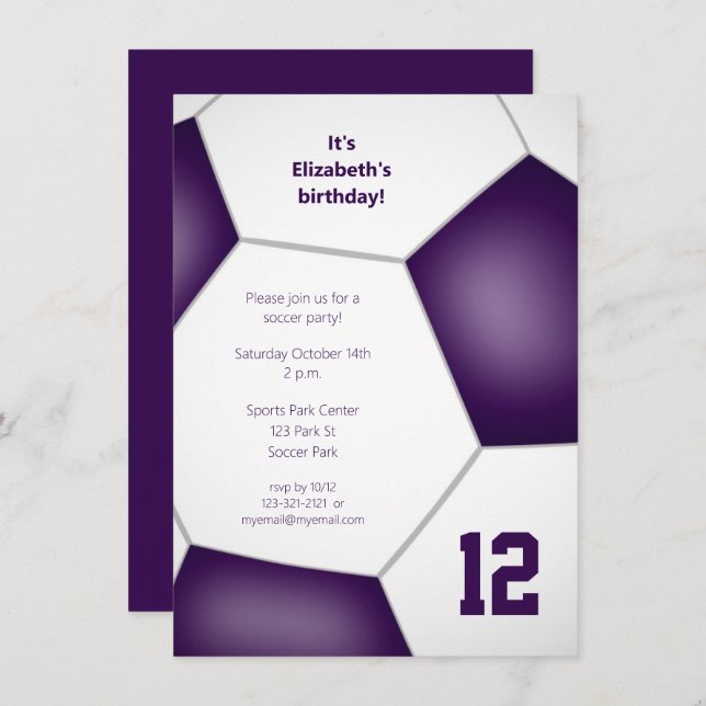 lila födelsedagsfest sport för flickor inbjudningar (Fram/baksida)