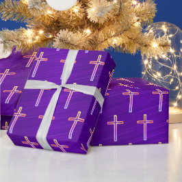 Lila Foil Guld Crucifix - Papper julafton Presentpapper