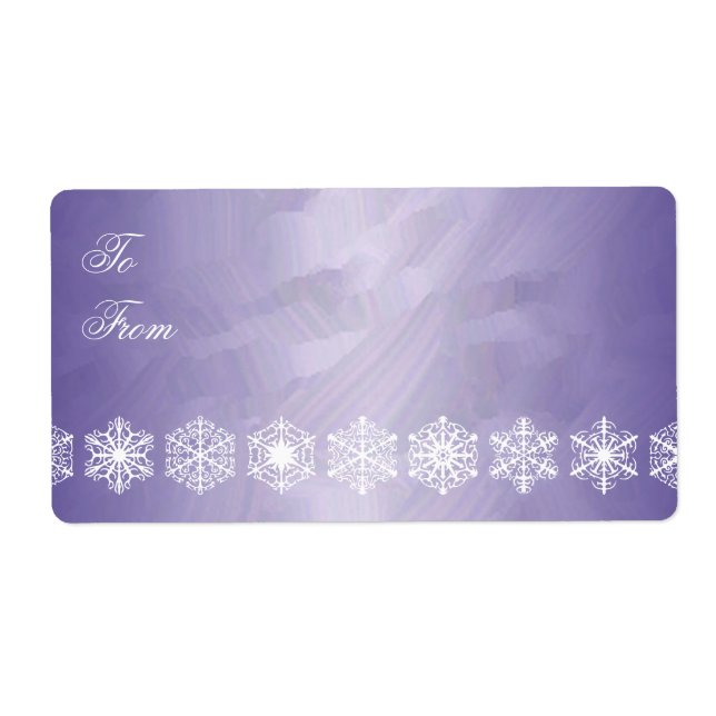Lila Foil Snowflake Trim jul Gift Märkre Fraktsedel (Framsidan)