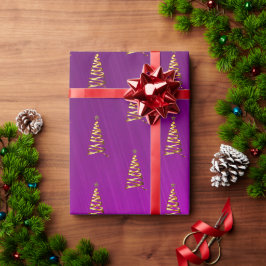 Lila Foil Stylized Julgran Wrapping Papper Presentpapper