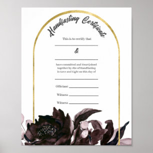 Lila Foliage Blommigt Boho Handfastecertifikat Poster
