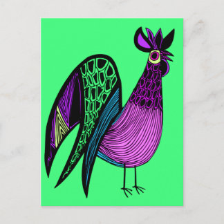 Lila Folk Art Tupp Vykort