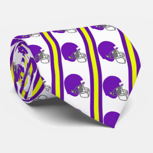 Lila Football Helmet on Gult and White Necktie Slips
