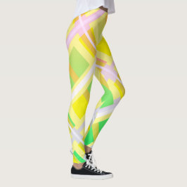 Lila för av minimal Abstrakt Art Gult-Grönt Leggings