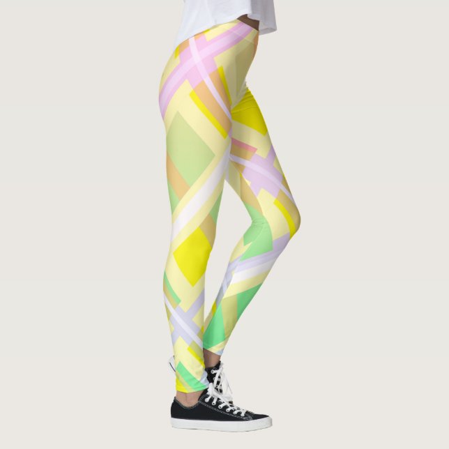 Lila för  av minimal Abstrakt Art Gult-Grönt Leggings (Höger)