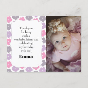 Lila för barns Födelsedagsfest Foto Tack Rosa  Vykort