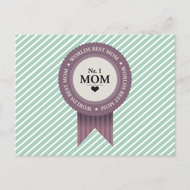 LILA FÖR BÄSTA MAMMA-BADGE VYKORT (Framsida)
