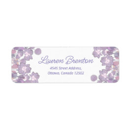lila för blommigt pastellbearbetning  returadress etikett