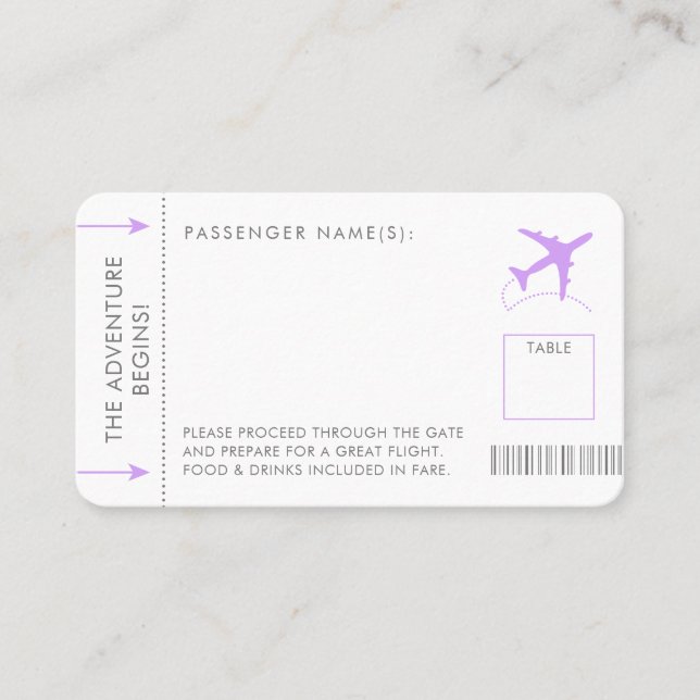 Lila för boardingpass Biljett-platskort Lilac Placeringskort (Framsida)