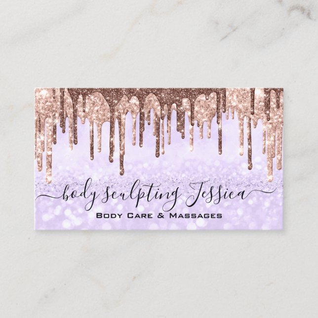 Lila för Body Care Sculpting QRCode Logotyp Visitkort (Framsida)