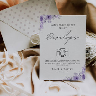 Lila för bröllop-engångskamerans signering inbjudningar