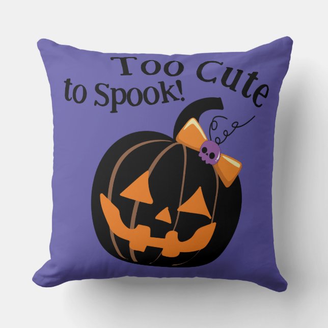 Lila för cute till Spook Halloween Pumpkin Kudde (Framsida)