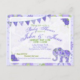 Lila för elefantblommor inbjudan vykort