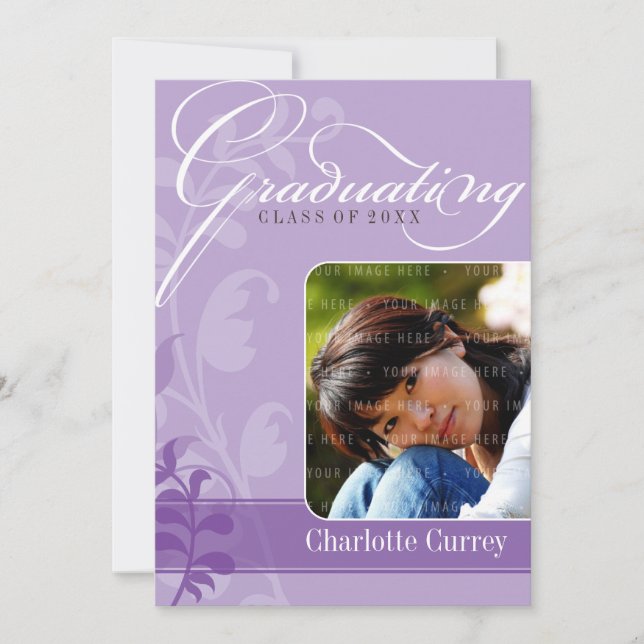 LILA FÖR ELEGANT AV FOTOGRAD INBJUDNINGAR (Framsida)