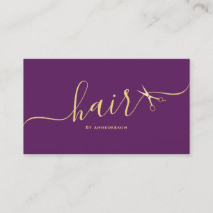 Lila för elegant Hairstylist Script Hairdresser Visitkort