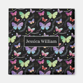 Lila för Elegant i Namn Bright Butterflies Magnet