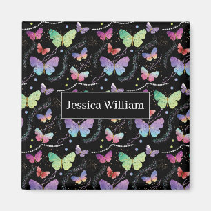 Lila för Elegant i Namn Bright Butterflies Magnet