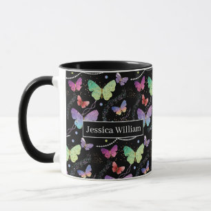 Lila för Elegant i Namn Bright Butterflies Mugg