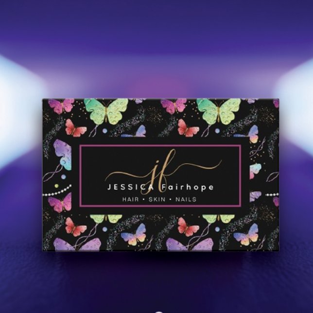 Lila för Elegant i Namn Bright Butterflies Visitkort (Skapare uppladdad)